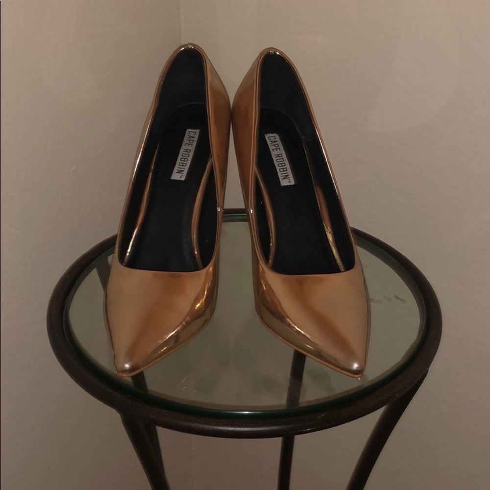 Cape Robbin Gold Metallic Pumps. Times Worn: 1